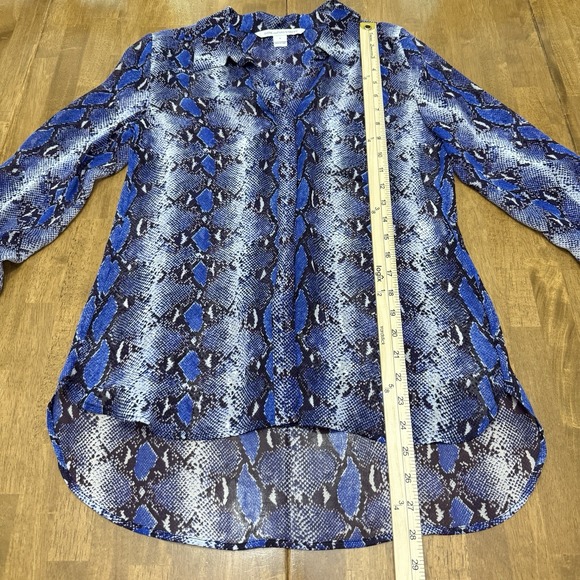 Diane Von Furstenberg Lorelei top women's 4 blue snake nature boho colorful blue - Picture 8 of 13
